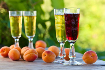 Sweet wine and fruits