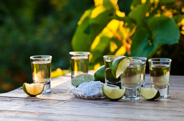 gold tequila with salt and lime