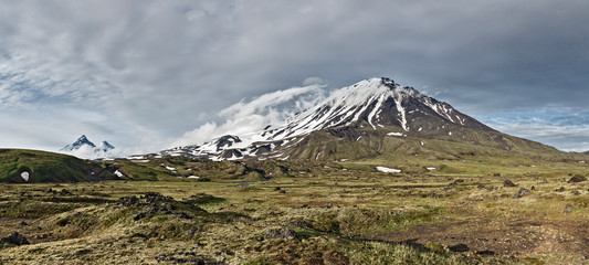 Kamchatka panorama mountain landscape: Oval Zimina Volcano