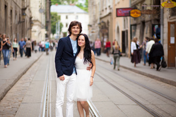 Naklejka premium Young couple at their wedding