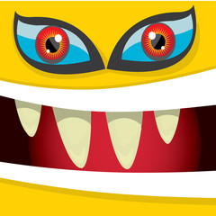 Fototapeta premium Vector Cartoon orange monster face