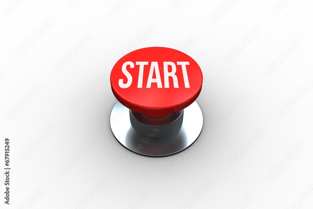 Poster Start on digitally generated red push button