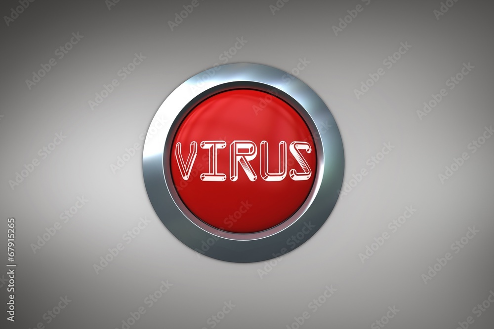 Aufkleber Virus on digitally generated red push button