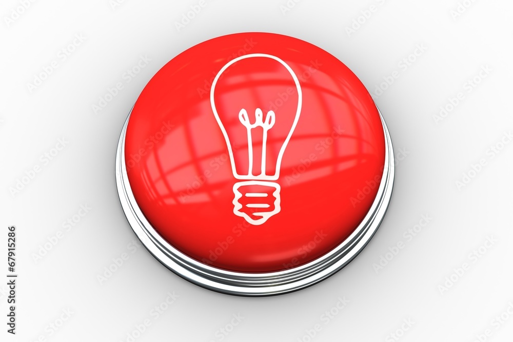 Poster Composite image of light bulb graphic on button