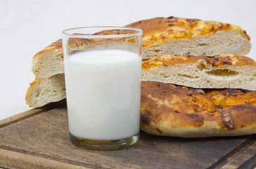 pita bread with milk. close-up