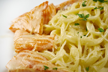fettuccini pasta with salmon