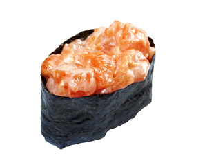 spice sushi with sauced slices