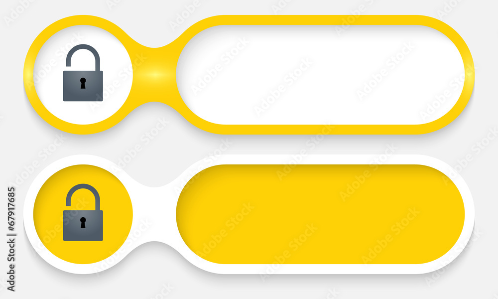 Fototapete two buttons for entering text with padlock