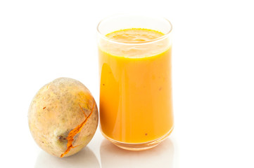 Smoothie Canistel fruit on white background