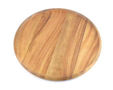 wooden plate over white