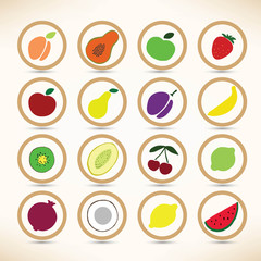 Vector icons collection of various fruits