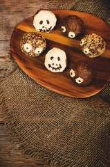 chocolate cakes in the form of monsters and skeletons for kids