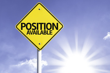 Position Available road sign with sun background