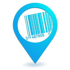 code barres sur symbole localisation bleu