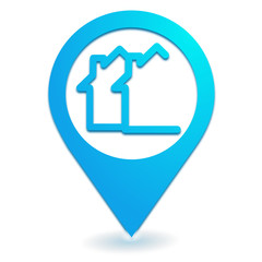 lotissement immobilier sur symbole localisation bleu