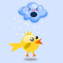 Pulcino sotto la pioggia