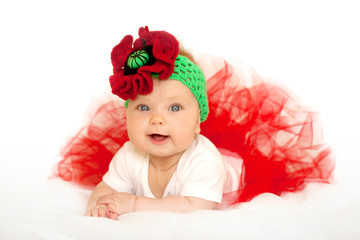Lovely baby princess in red tutu dress