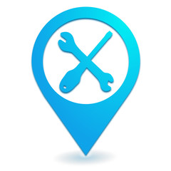 Obraz premium service après vente sur symbole localisation bleu