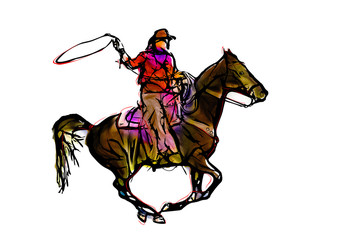 Fototapeta na wymiar cowboy color illustration