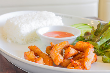 Deep fried pork with rice