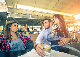 friends having fun in a bar