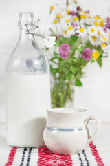 Obraz na płótnie Canvas Fresh milk in ceramic mug