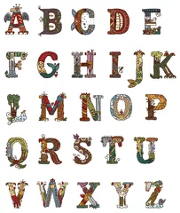 Fotobehang Alfabet Middeleeuws verlichte letters alfabet