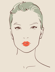 beautiful woman face hand drawn vector illustration - 67925407