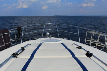 View over the water from bow of a boat