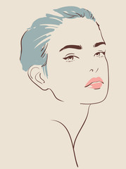 beautiful woman face hand drawn vector illustration - 67925425