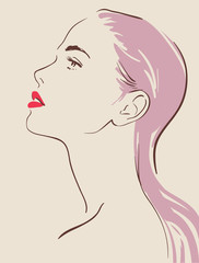 beautiful woman face hand drawn vector illustration - 67925499