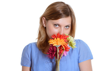 Naklejka premium beautiful girl with flowers