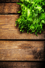 Bunch of Fitness Salad on wooden background.  Diet Food and heal