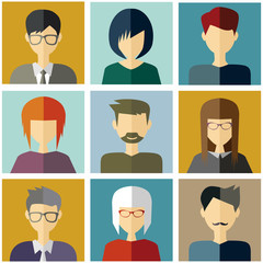 people icons flat collection