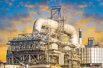 Oil refinery plant and industrial factory building construction from engineering technology and...