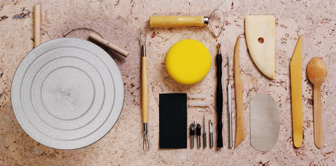 artists sculpting tools