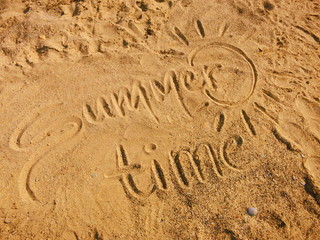 Summer Time written in the Sand (beach holidays vacation)