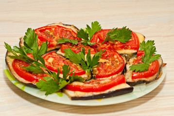 Baked eggplant with tomatoes