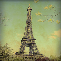 Grunge image of Eiffel Tower.