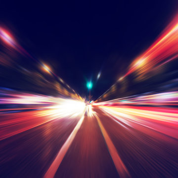 Fototapeta Night traffic in the city.