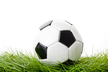 Obraz premium soccer ball on the green field. ball on the grass 