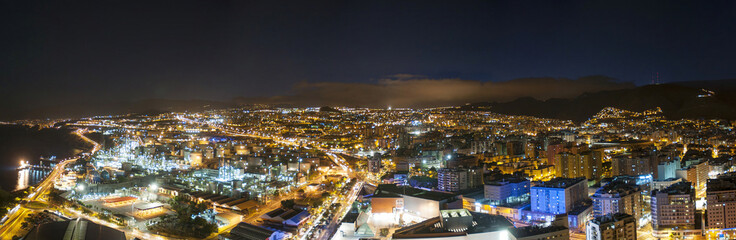 Obraz premium Aerial view of night city. Santa Cruz de Tenerife
