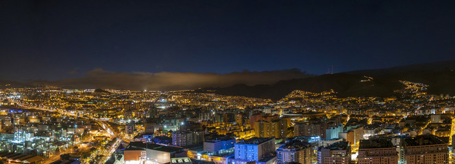 Aerial view of night city. Santa Cruz de Tenerife