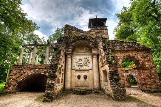 Gothic house of the high priest in the park Arcadia, Nieborow