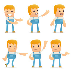 set of mechanic character in different poses