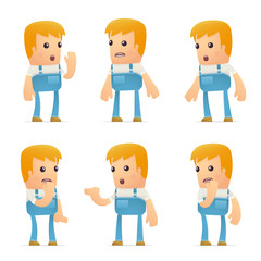 set of mechanic character in different poses