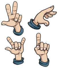 Set of cartoon hand signs