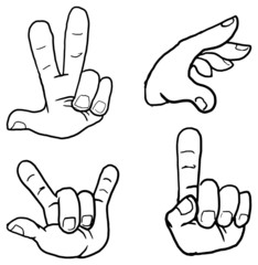 Set of cartoon hand signs