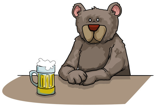 Bear drinking beer