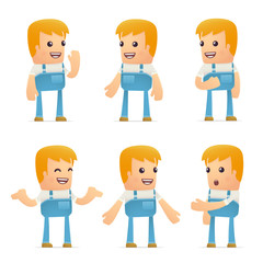 set of mechanic character in different poses